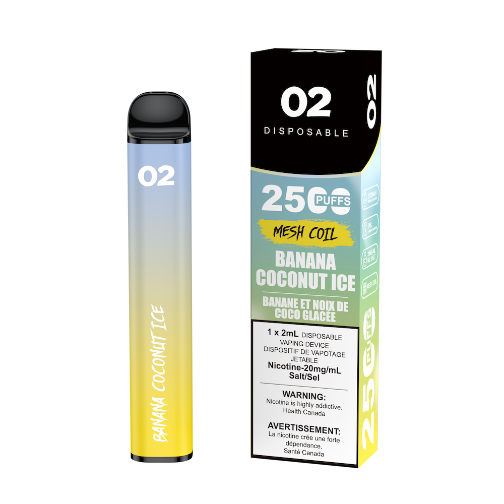 O2 2500 Puffs Disposable Vape - Banana Coconut Ice