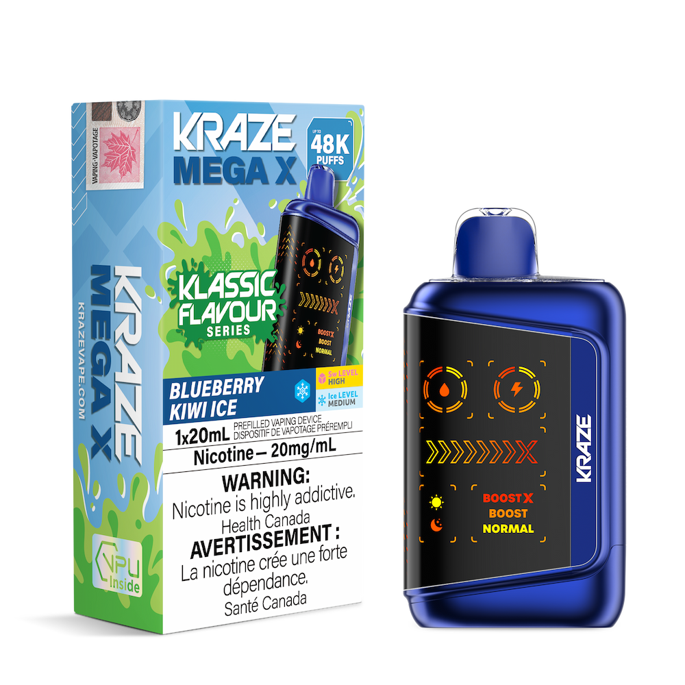 Kraze Mega X 48K Puffs Disposable Vape - Blueberry Kiwi Ice