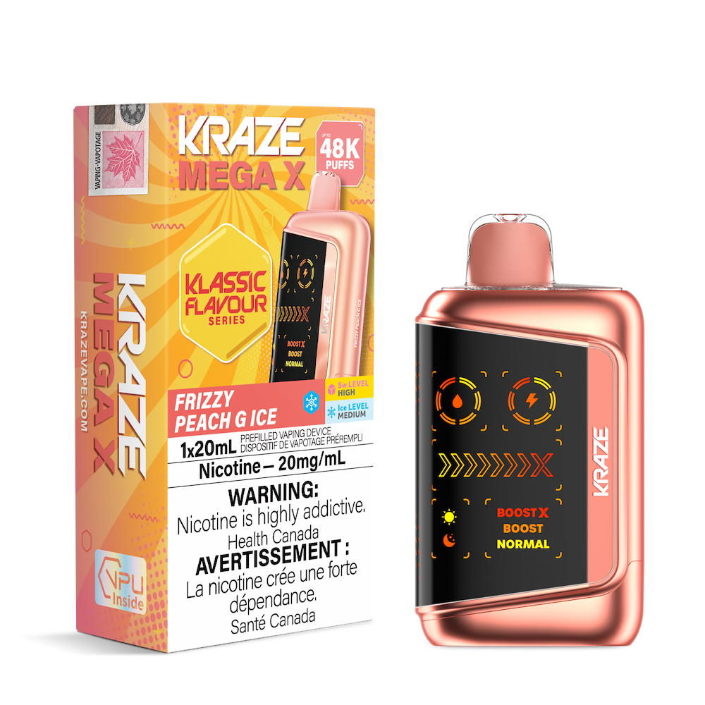 Kraze Mega X 48K Puffs Disposable Vape - Frizzy Peach G Ice