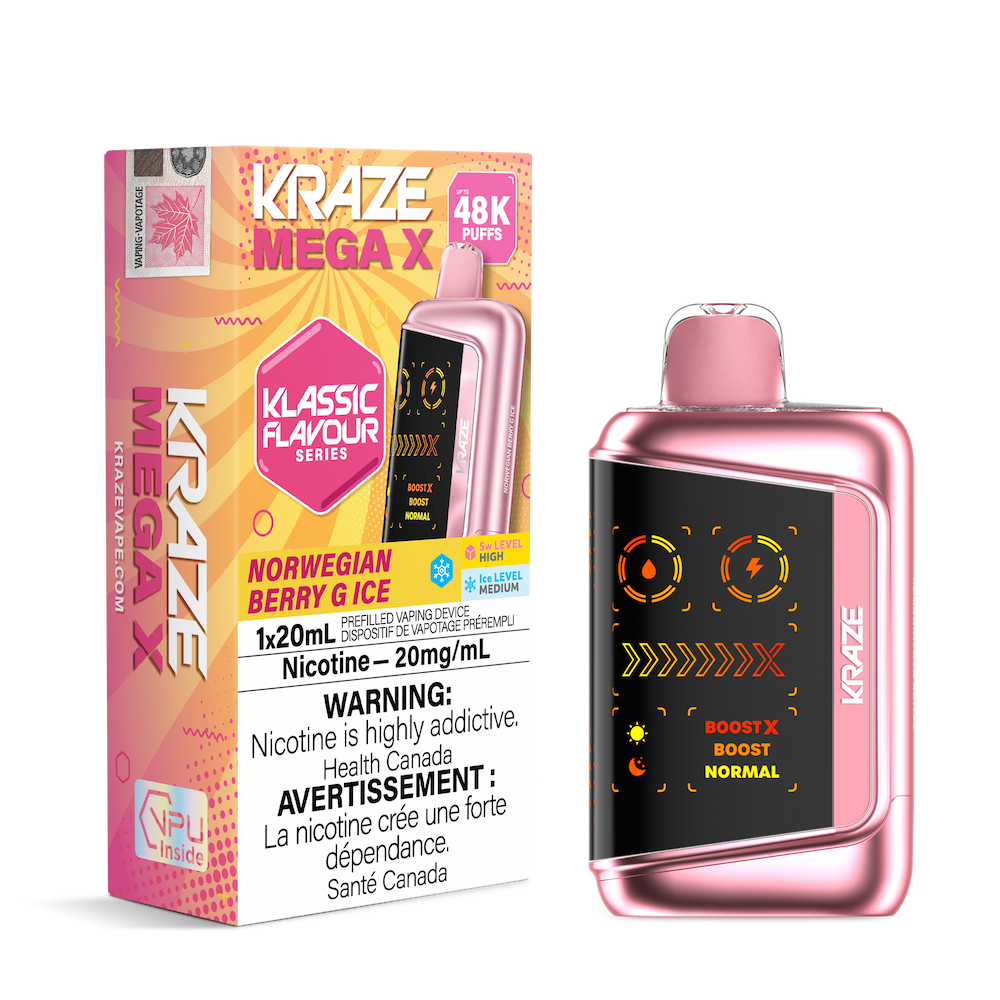 Kraze Mega X 48K Puffs Disposable Vape - Norwegian Berry G Ice