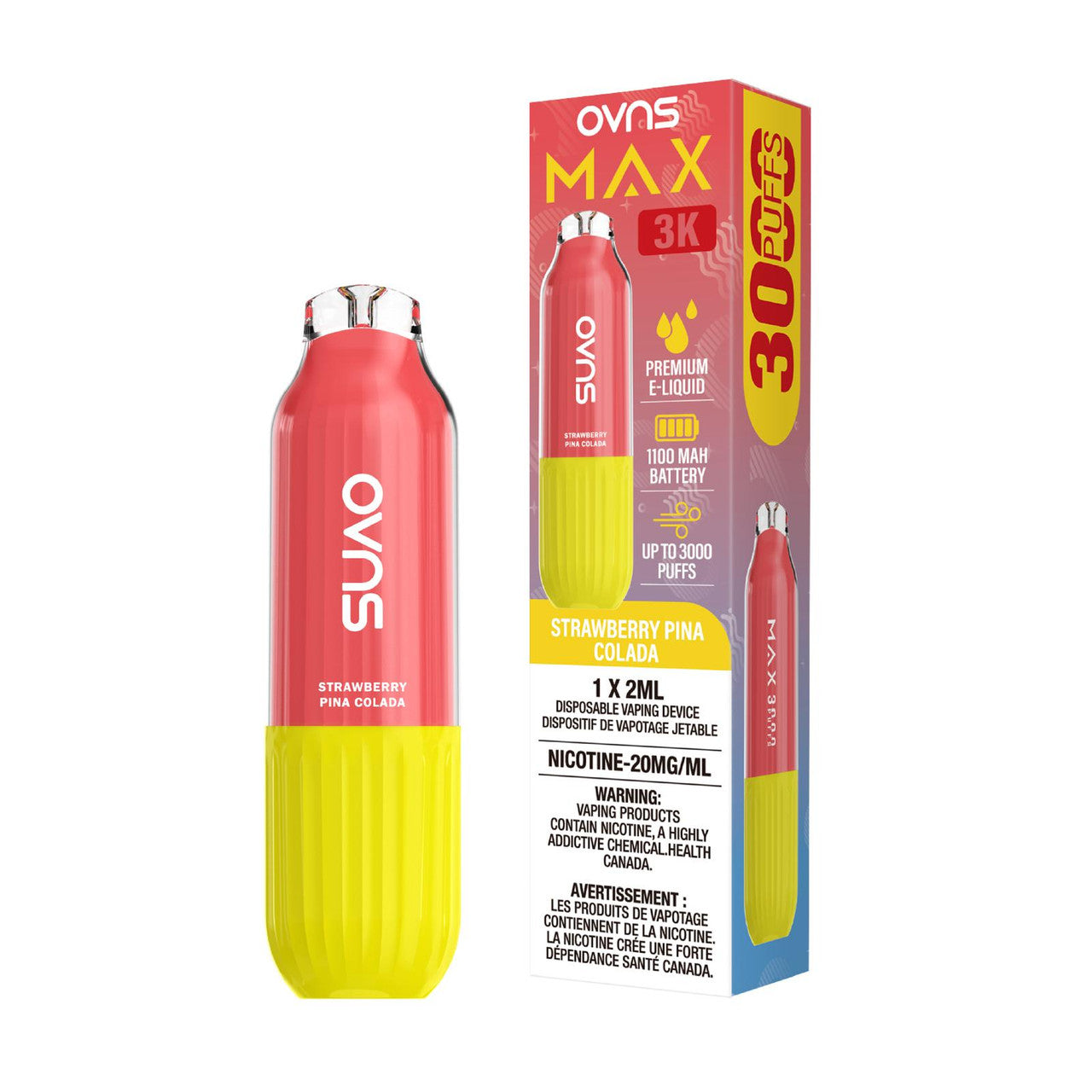 OVNS Max 3k Puffs Disposable Vape - Strawberry Pina Colada