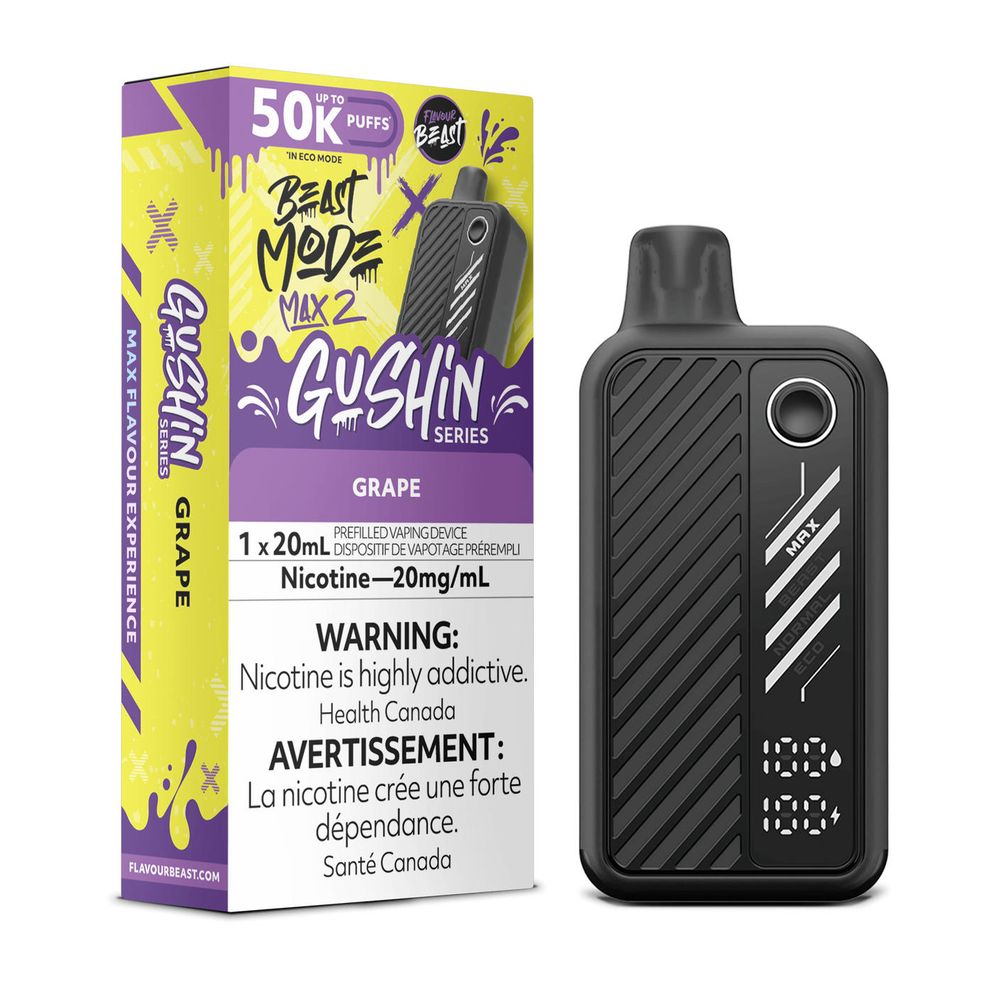 Flavour Beast Beast Mode Max 2 Disposable Vape - Gushin  Grape