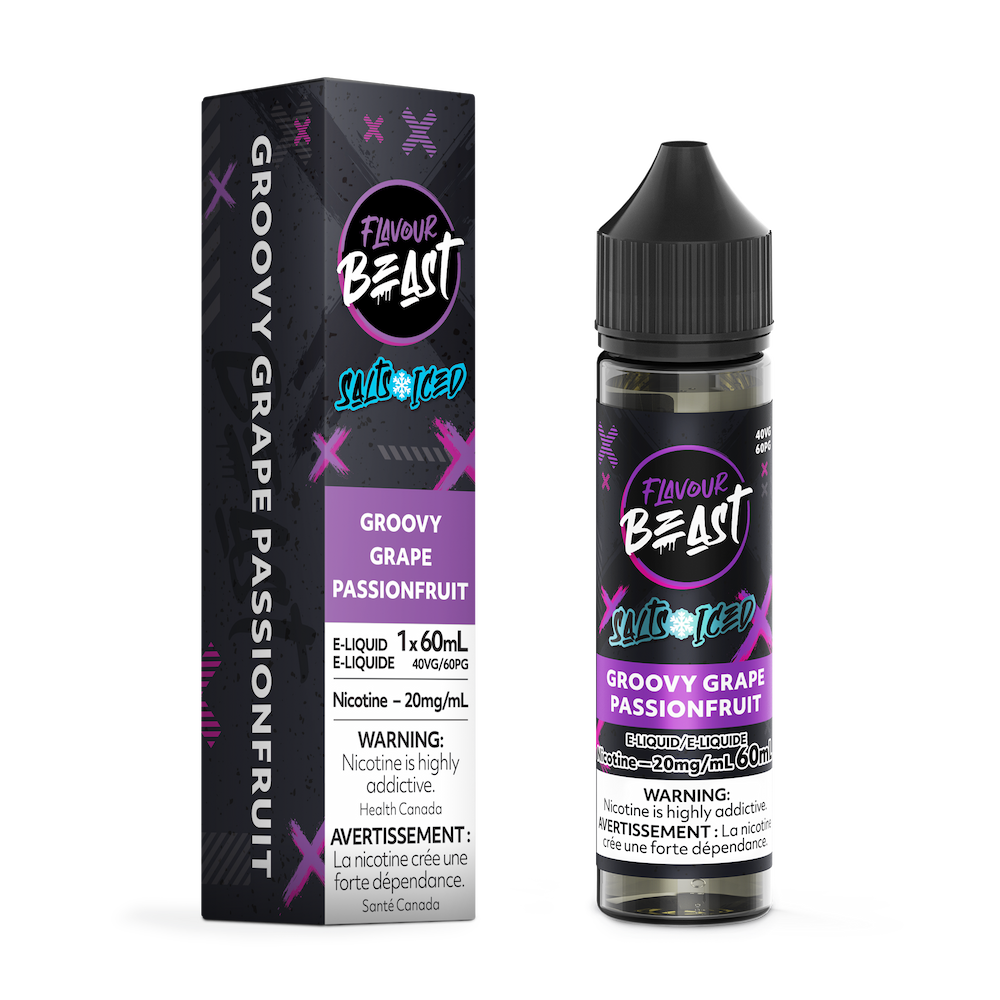 Flavour Beast Salt Nic Iced Vape Juice - Groovy Grape Passionfruit(60ml)
