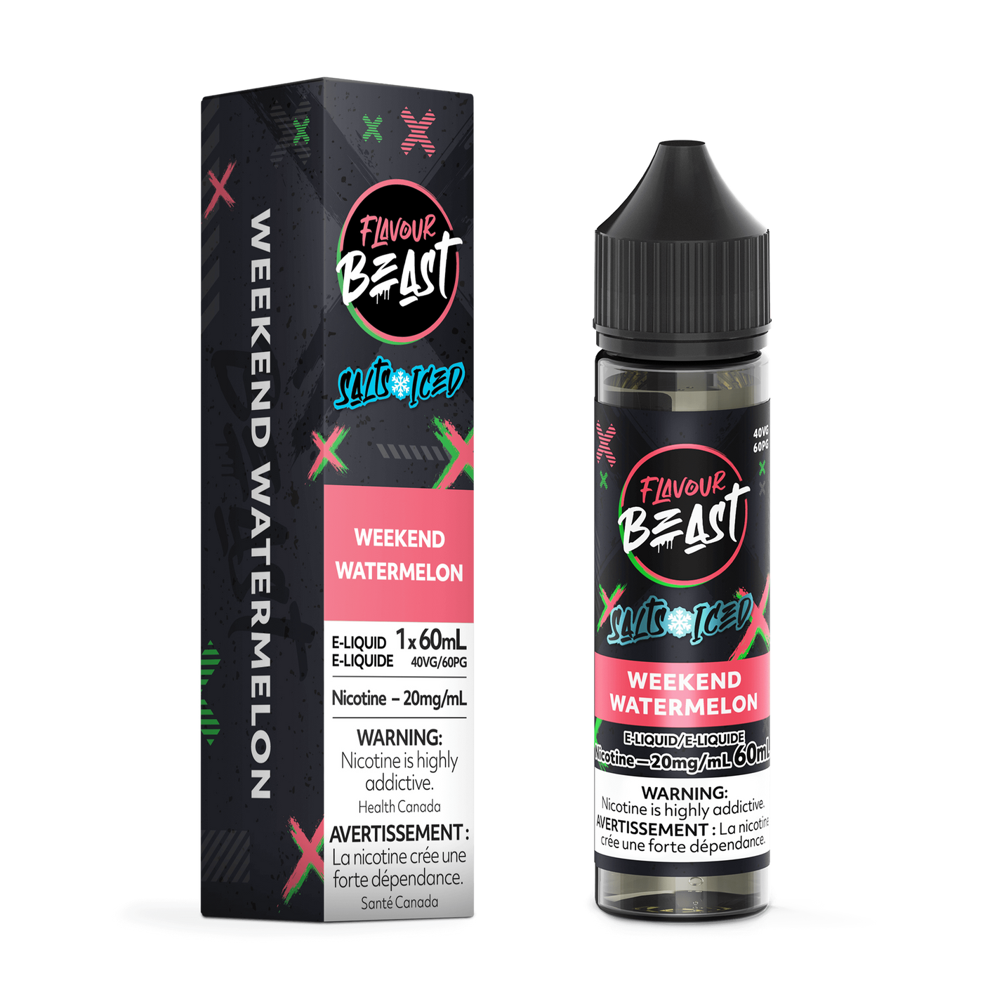 Flavour Beast ICE Salt Nic Vape Juice - Weekend Watermelon (60ml)