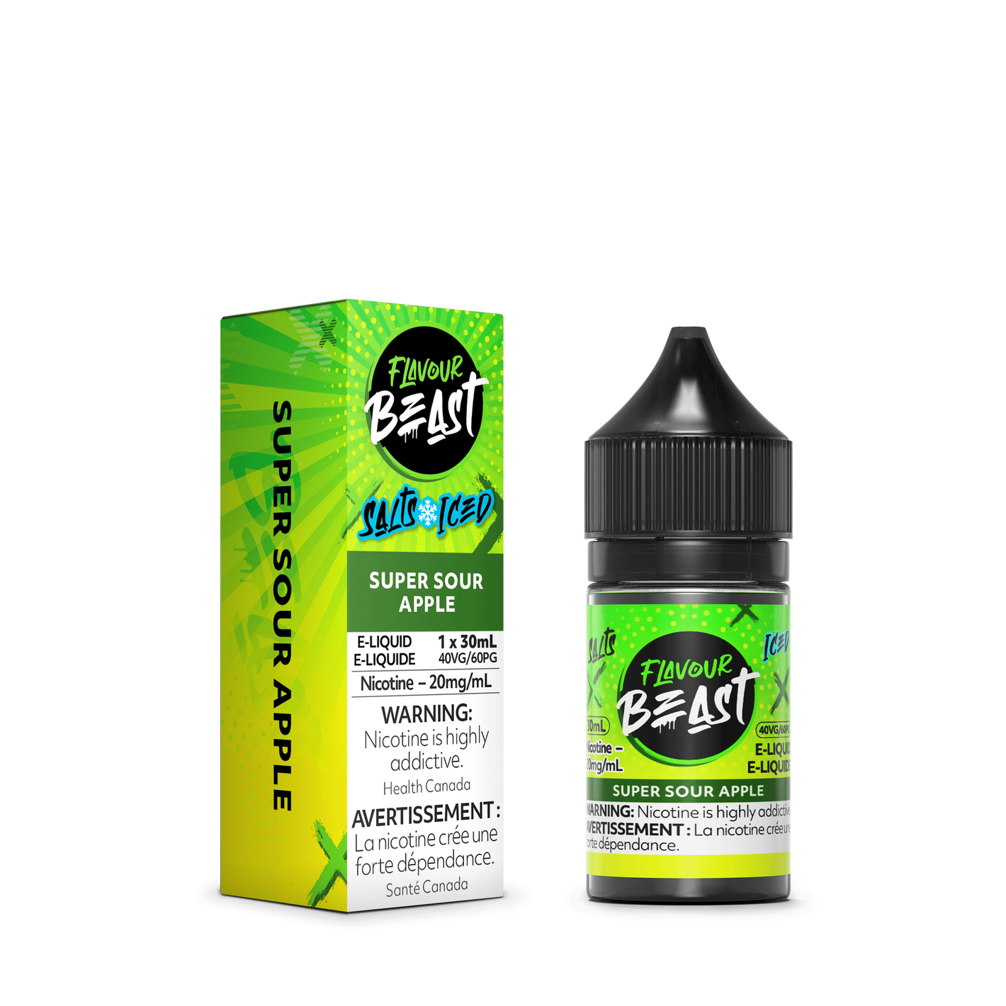 Flavour Beast ICE Salt Nic Vape Juice - Super Sour Apple (30ml)