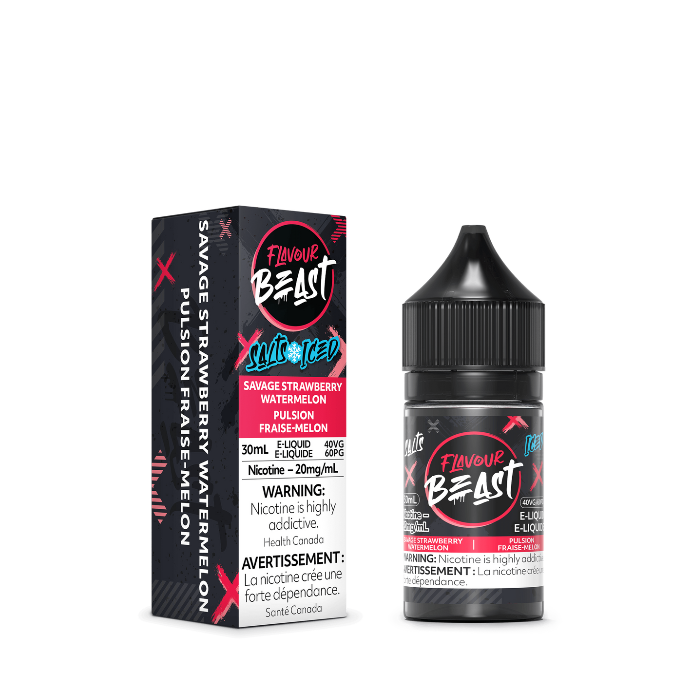 Flavour Beast ICE Salt Nic Vape Juice - Savage Strawberry Watermelon (30ml)