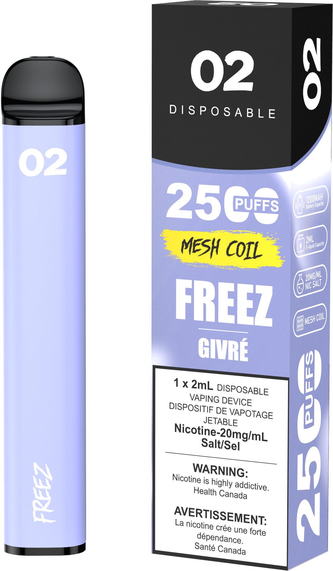 O2 2500 Puffs Disposable Vape - Freez