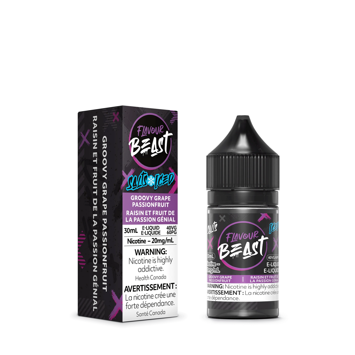 Flavour Beast ICE Salt Nic Vape Juice - Groovy Grape Passionfruit (30ml)