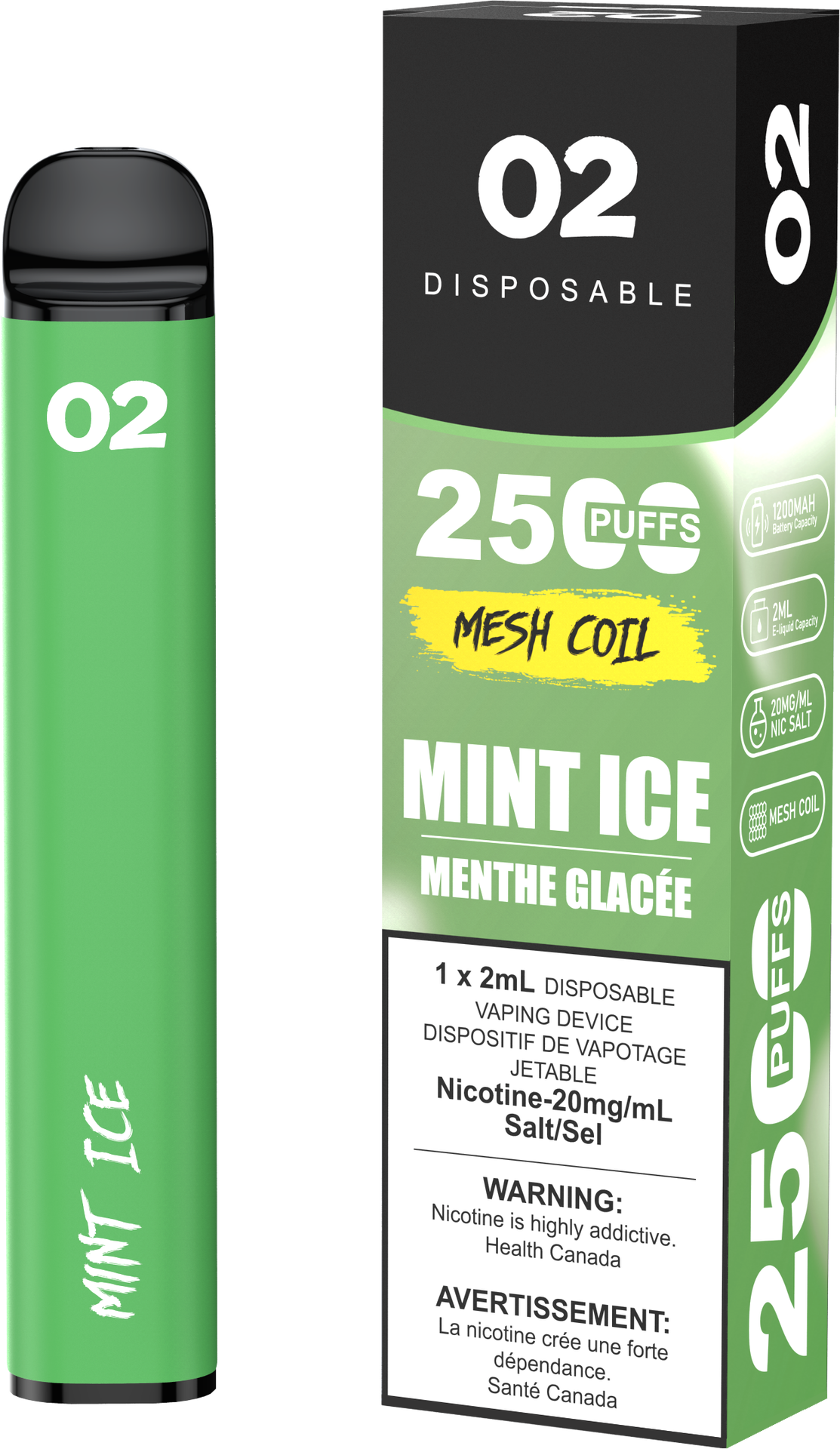 O2 2500 Puffs Disposable Vape - Mint Ice
