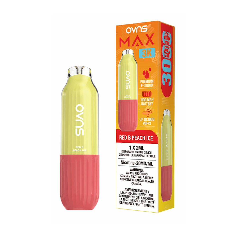 OVNS Max 3k Puffs Disposable Vape - Red B Peach Ice