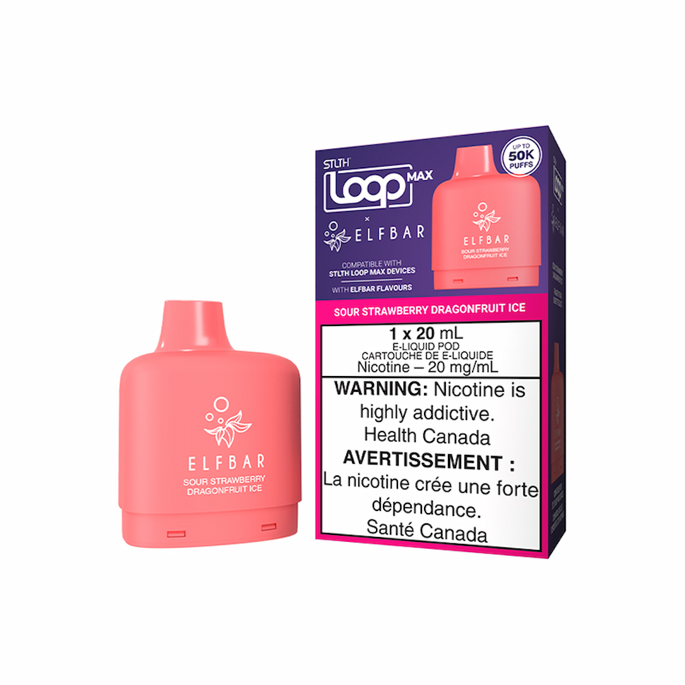 STLTH x Elf Bar 50k Loop Max Pre-filled Vape Pod - Sour Strawberry Dragonfruit Ice
